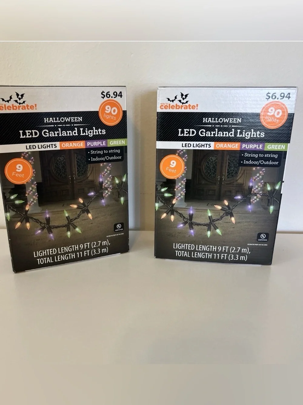 Celebrate! Halloween LED Garland String Lights - Orange, Purple, Green 2 boxes